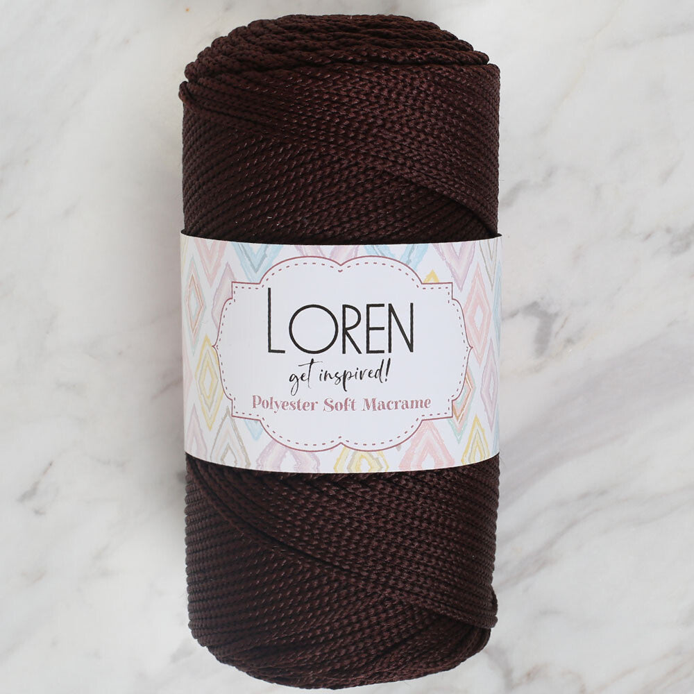 Loren Polyester Soft Macrame Koyu Kahverengi El Örgü İpi - LM034